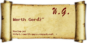 Werth Gerő névjegykártya